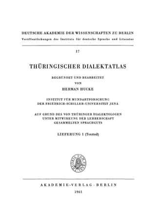 Imagen de portada: Thüringischer Dialektatlas 1st edition 9783112749944