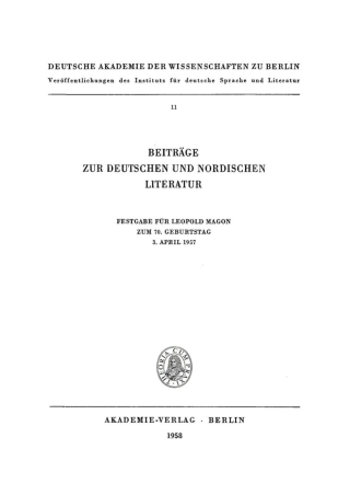 Cover image: Beiträge zur deutschen und nordischen Literatur 1st edition 9783112750025