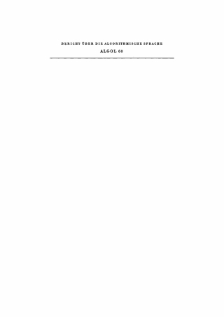 Cover image: Bericht über die algorithmische Sprache ALGOL 60 1st edition 9783112750162