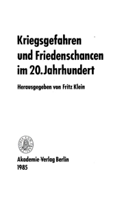 Omslagafbeelding: Kriegsgefahren und Friedenschancen im 20. Jahrhundert 1st edition 9783112752746