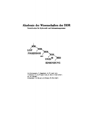 Cover image: Lisp Prozzesor mit Unix-Einbindung 1st edition 9783112753569