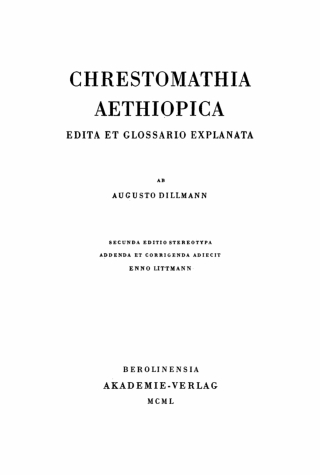 Cover image: Chrestomathia Aethiopica 2nd edition 9783112753729
