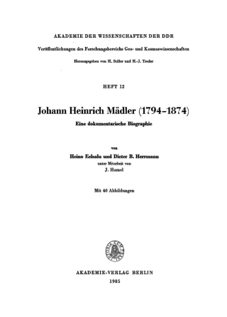 Cover image: Johann Heinrich Mädler (1794–1874) 1st edition 9783112754122