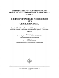 Cover image: Dreizehnsprachiges Wörterbuch für Gebirgsmechanik 1st edition 9783112754665