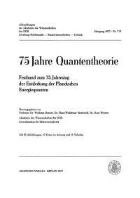 Cover image: 75 Jahre Quantentheorie 1st edition 9783112755068