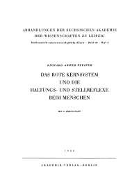 صورة الغلاف: Das rote Kernsystem und die Haltungs- und Stellreflexe beim Menschen 1st edition 9783112755365