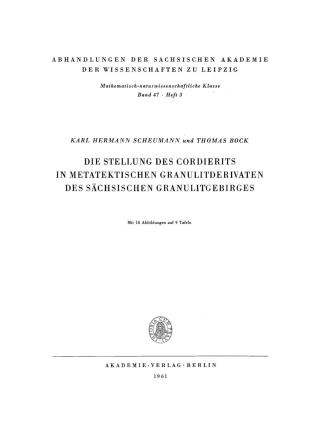 Imagen de portada: Die Stellung des Cordierits in metatektischen Granulitderivaten des sächsischen Granulitgebirges 1st edition 9783112755549