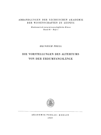 Cover image: Die Vorstellungen des Altertums von der Erdumfangslänge 1st edition 9783112755648