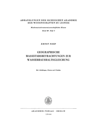 Cover image: Geographische Massstabsbetrachtungen zur Wasserhaushaltsgleichung 1st edition 9783112755785