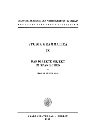 Cover image: Das direkte Objekt im Spanischen 1st edition 9783112756461