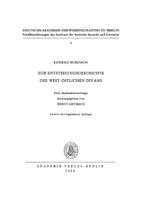 Cover image: Zur Entstehungsgeschichte des West-Östlichen Divans 2nd edition 9783112756485