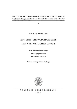 Cover image: Zur Entstehungsgeschichte des West-Östlichen Divans 2nd edition 9783112756485