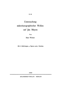 Cover image: Untersuchung mikrobarographischer Wellen auf Jan Mayen 1st edition 9783112756508