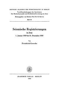 Cover image: Seismische Registrierungen in Jena 1st edition 9783112756768