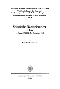 Omslagafbeelding: Seismische Registrierungen in Jena 1st edition 9783112756782