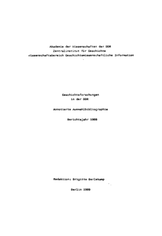 Omslagafbeelding: Geschichtsforschungen in der DDR 1st edition 9783112756867