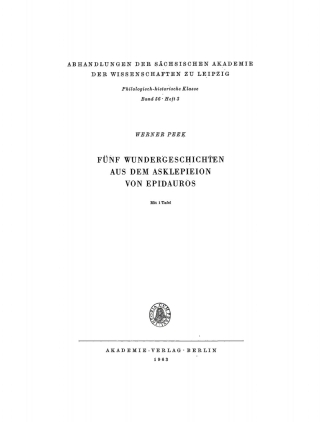 Cover image: Fünf Wundergeschichten aus dem Asklepieion von Epidauros 1st edition 9783112756942