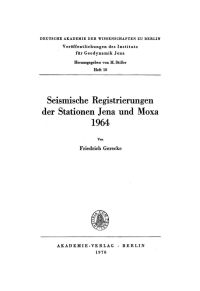 Imagen de portada: Seismische Registrierungen der Stationen Jena und Moxa 1964 1st edition 9783112757321