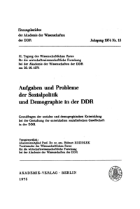 Cover image: Aufgaben und Probleme der Sozialpolitik und Demographie in der DDR 1st edition 9783112757840