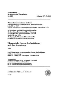 Cover image: Zur Wirkungsweise der ökonomischen Gesetze des Sozialismus und ihrer Ausnutzung durch die Leitung und Planung der Volkswirtschaft 1st edition 9783112757925