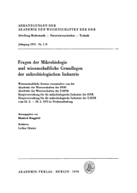 Cover image: Fragen der Mikrobiologie und wissenschaftliche Grundlagen der mikrobiologischen Industrie 1st edition 9783112758946