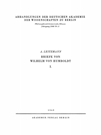 Cover image: Briefe von Wilhelm von Humboldt, I. 1st edition 9783112759462