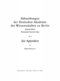 Omslagafbeelding: Zur Apposition 1st edition 9783112759660