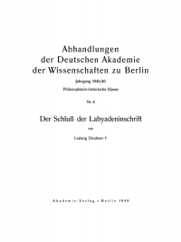 Immagine di copertina: Der Schluß der Labyadeninschrift 1st edition 9783112759684