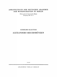 Cover image: Alexanders Reichsmünzen 1st edition 9783112759769