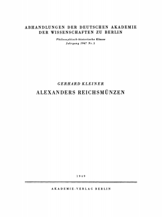 Cover image: Alexanders Reichsmünzen 1st edition 9783112759769