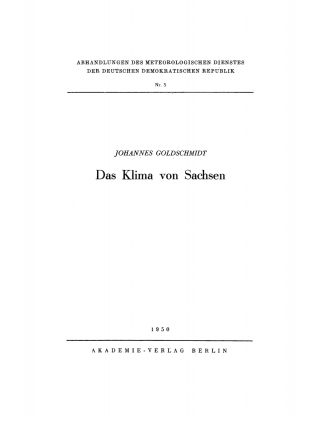 Cover image: Das Klima von Sachsen 1st edition 9783112760086