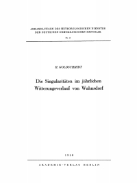 Cover image: Die Singularitäten im jährlichen Witterungsverlauf von Wahnsdorf 1st edition 9783112760109