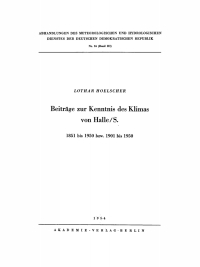 Cover image: Beiträge zur Kenntnis des Klimas von Halle/S. 1st edition 9783112760284