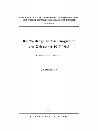 Cover image: Die 25jährige Beobachtungsreihe von Wahnsdorf 1917–1941 1st edition 9783112760307