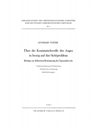 Cover image: Über die Kontrastschwelle des Auges in Bezug auf das Sichtproblem 1st edition 9783112760369