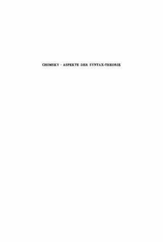 Cover image: Aspekte der Syntax-Theorie 1st edition 9783112760680