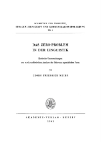 Cover image: Das Zéro-Problem in der Linguistik 1st edition 9783112761144