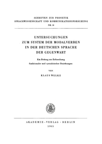 Imagen de portada: Untersuchungen zum System der Modalverben in der deutschen Sprache der Gegenwart 1st edition 9783112761205