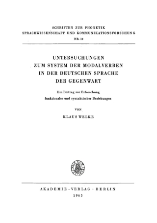 表紙画像: Untersuchungen zum System der Modalverben in der deutschen Sprache der Gegenwart 1st edition 9783112761205