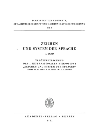 Cover image: Zeichen und System der Sprache. Band 1 1st edition 9783112761229