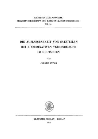 Cover image: Die Auslassbarkeit von Satzteilen bei koordinativen Verbindungen im Deutschen 1st edition 9783112761403