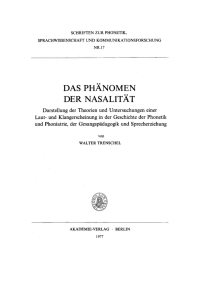 Cover image: Das Phänomen der Nasalität 1st edition 9783112761427