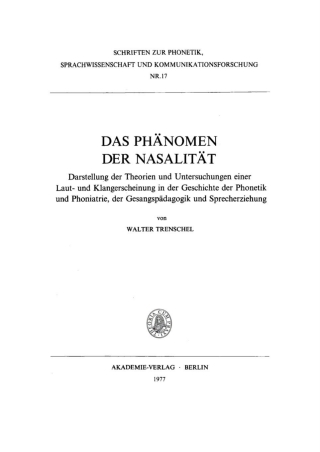 Cover image: Das Phänomen der Nasalität 1st edition 9783112761427