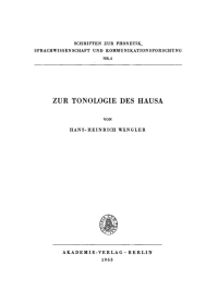 Cover image: Zur Tonologie des Hausa 1st edition 9783112761663