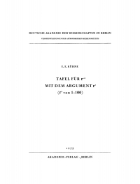 Cover image: Tafel für r<sup>-3</sup> mit dem Argument r<sup>2</sup> 1st edition 9783112762004