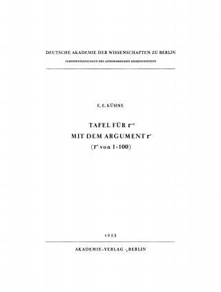 Titelbild: Tafel für r<sup>-3</sup> mit dem Argument r<sup>2</sup> 1st edition 9783112762004