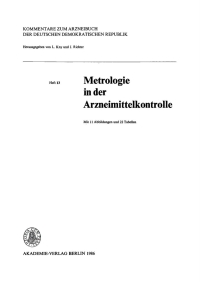 Imagen de portada: Metrologie in der Arzneimittelkontrolle 1st edition 9783112763223