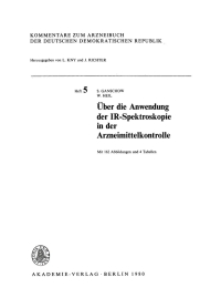 Cover image: Über die Anwendung der IR-Spektroskopie in der Arzneimittelkontrolle 1st edition 9783112763360