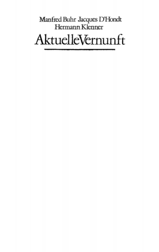 Cover image: Aktuelle Vernunft 1st edition 9783112763889