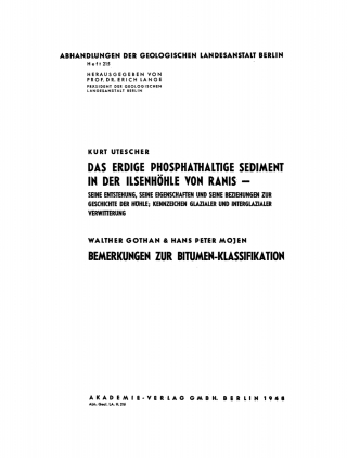 Immagine di copertina: Das erdige phosphathaltige Sediment in der Ilsenhöhle von Ranis 1st edition 9783112764787